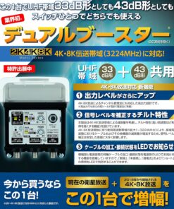 DXアンテナ CS/BS-IF・UHF デュアルブースター 【2K 4K 8K 対応】 家庭用 水平マストに取付可能 GCU433D1S - 画像 (3)